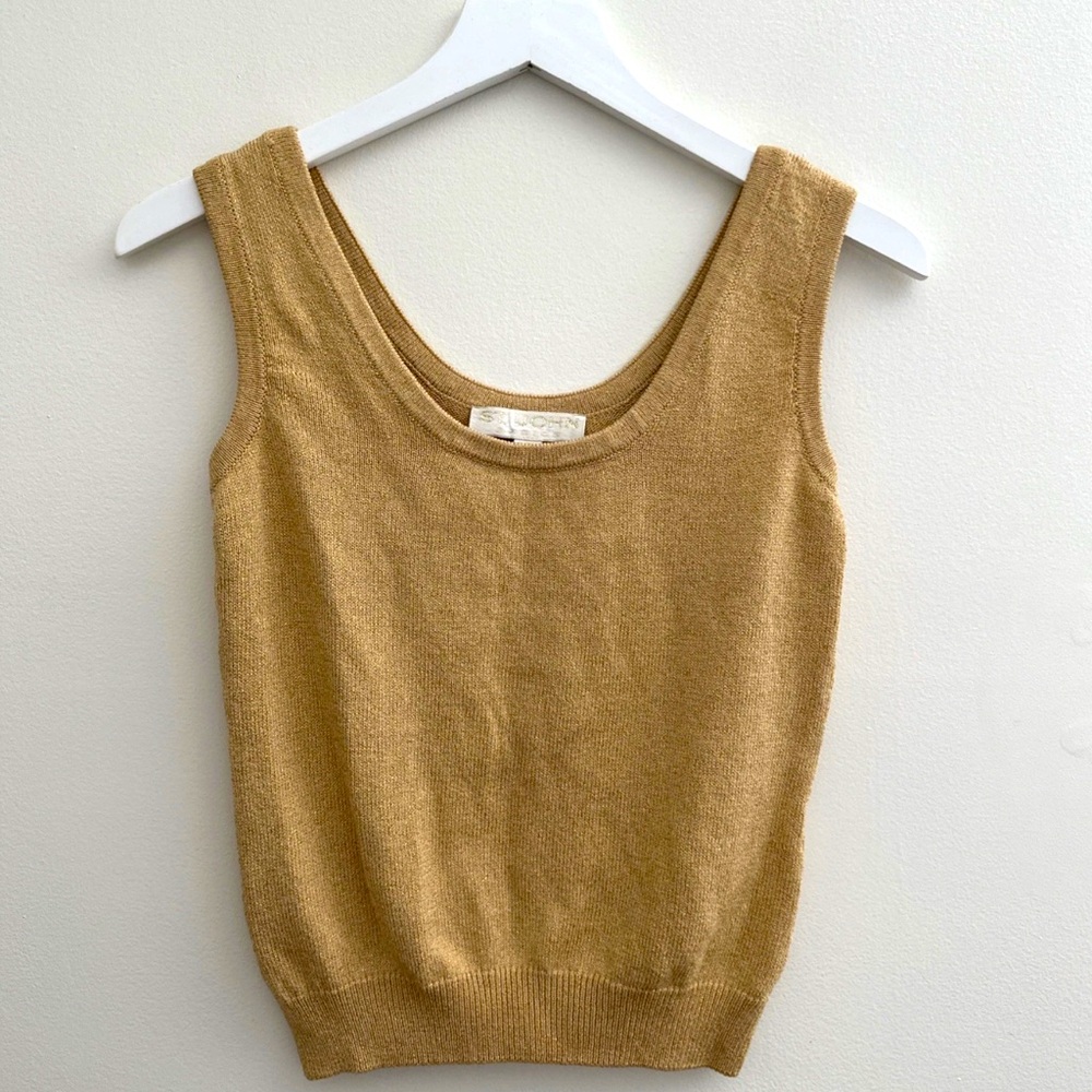 St. John Womens Gold Santana Knitted Sleeveless Pullover Tank Top Size Small
